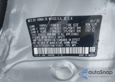 2022 Honda Hr-V Awd Ex из США, поврежденный, VIN 3CZRU6H57NM745857